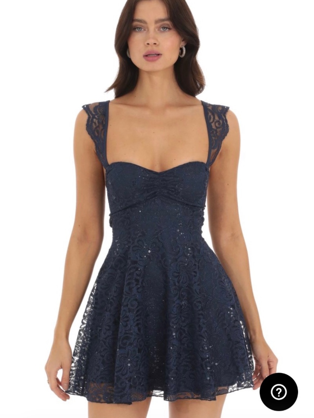Lucy in the Sky - Lace Sequin Fit & Flare Dress in Navy (NWT)